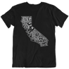  Mens Mexican pride through an eye-catching design of the state of California filled grayscale with Aztec designs