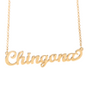 Gold-plated sterling silver women's necklace with the word 'Chingona' in cursive lettering