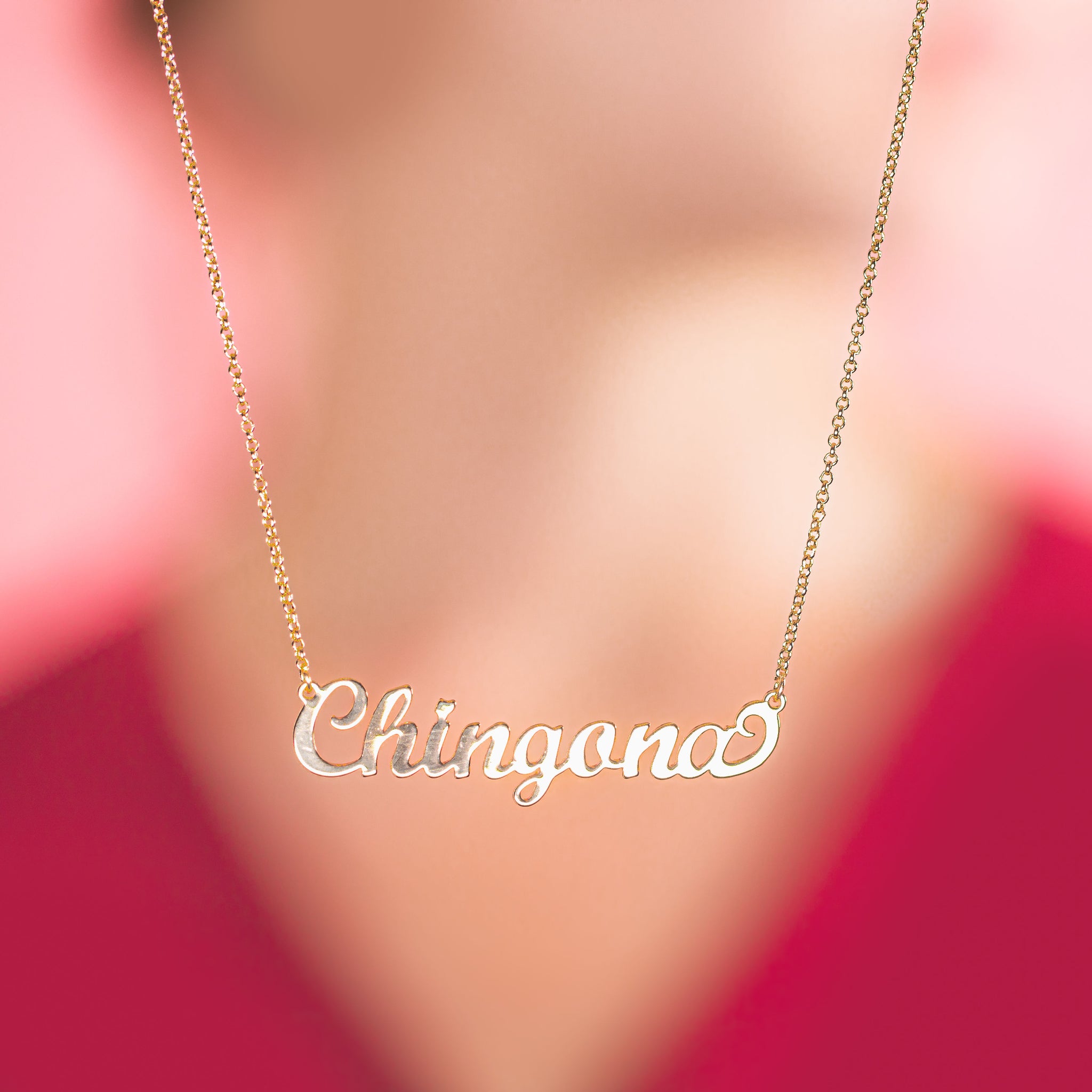 Chingona Gold Cursive Necklace