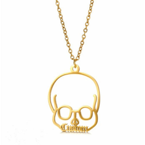 Custom Nameplate Skull Necklace