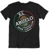 Stylish 'El Abuelo Mas Chingon' T-Shirt for grandfathers featuring a circular emblem with the Mexican colors and Mexican coat of arms