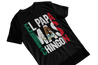 T-shirt for Mexican men with a graphic of the Mexican flag and the words "El Papa Mas Chingon" in bold letters, promoting Mexican pride