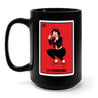 Spanish Black mug with an illustration of a chola woman inspired by traditional Mexican card game, Lotería