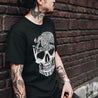 Graffiti-style shirt celebrating Mexican culture with a skull and crested caracara design