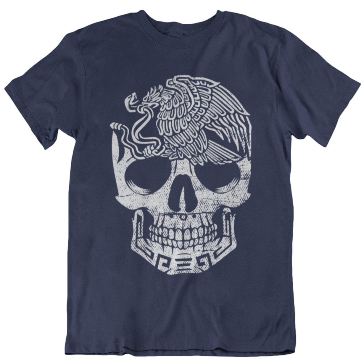Mexican eagle inspired t-shirt for men, with a skull graphic in a graffiti style