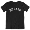 funny black t-shirt for latinos and chicanos. in bold white lettering the shirt states "no sabo" in honor of no sabo kids