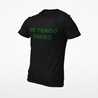 Funny black t-shirt for latino men with the words 'no tengo dinero' in green
