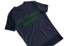 Men's blue t-shirt with the phrase 'no tengo dinero' in green