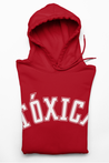 Folded red toxica spanish hooded sweatshirt