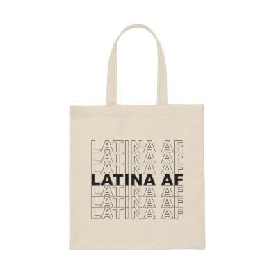 Showcase Latina pride with this 'Latina AF' graphic canvas tote bag