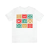 "Mexico" text on a white t-shirt, featuring unique papel picado design symbolizing Mexican culture